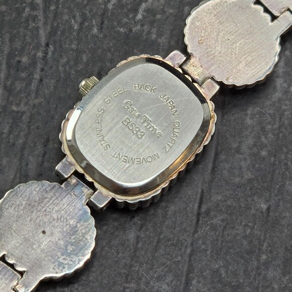 Vintage Gemstone Silver-Tone Womens Watch By Gem Time 7.25" JJ4160 - Picture 6 of 11